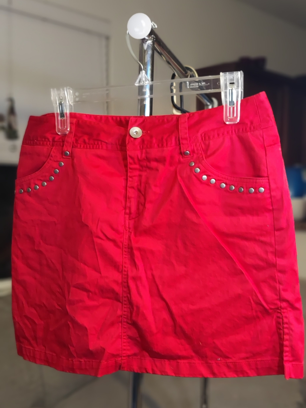 Bamboo Traders Bright Red Skirt with Front Button Detail